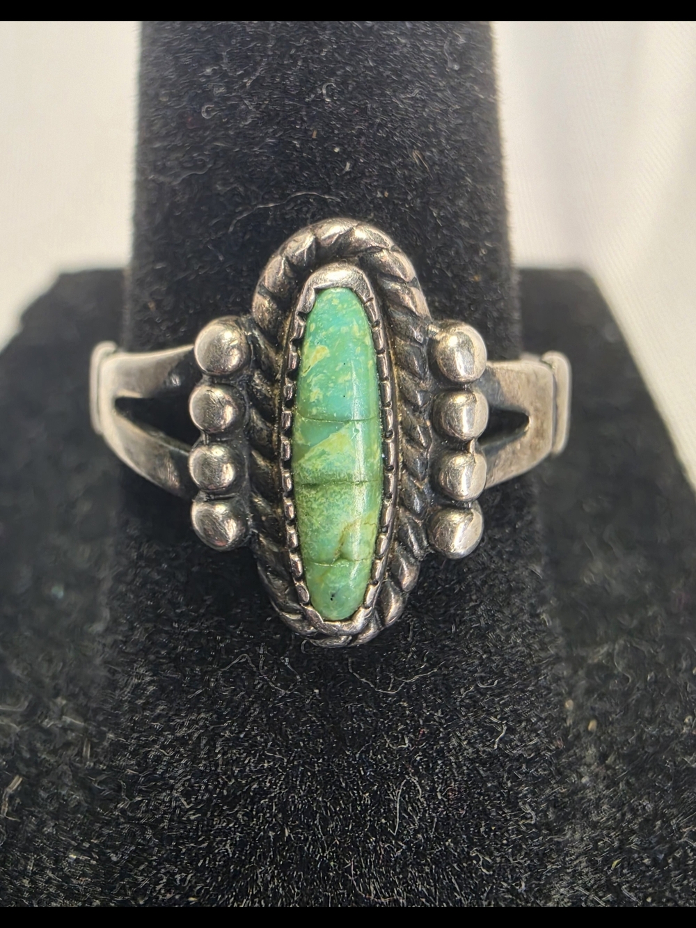 Vintage Southwestern sterling silver Ring, Turquoise Stone, SZ 6.5